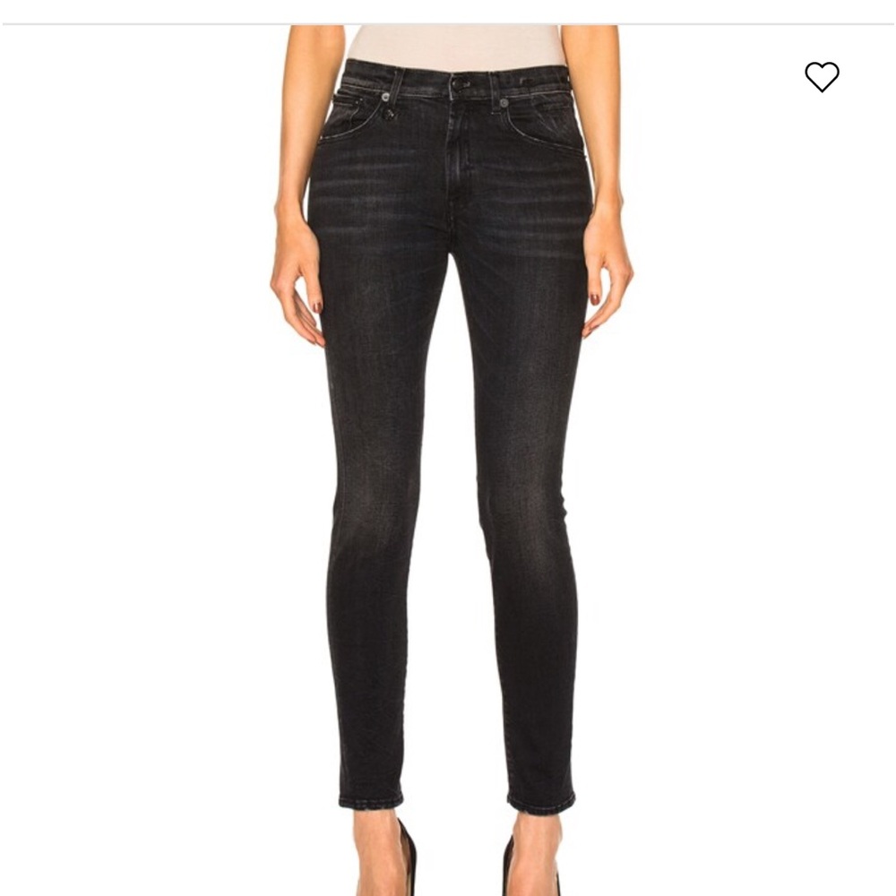 R-13 Black Marble Low-Rise Skinny Jeans